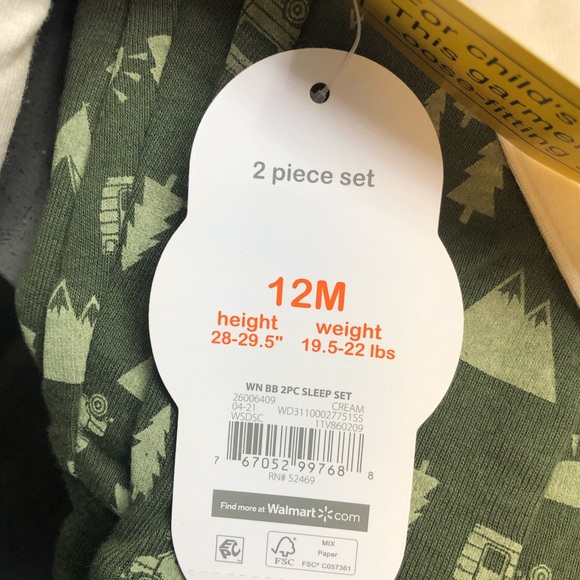 Wonder Nation Happy Camper long sleeve/pants Pajama Set, 12 Months - Picture 7 of 7